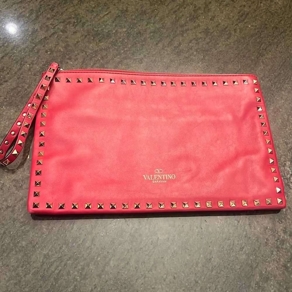 Valentino Rockstud Zip Up Clutch Bag